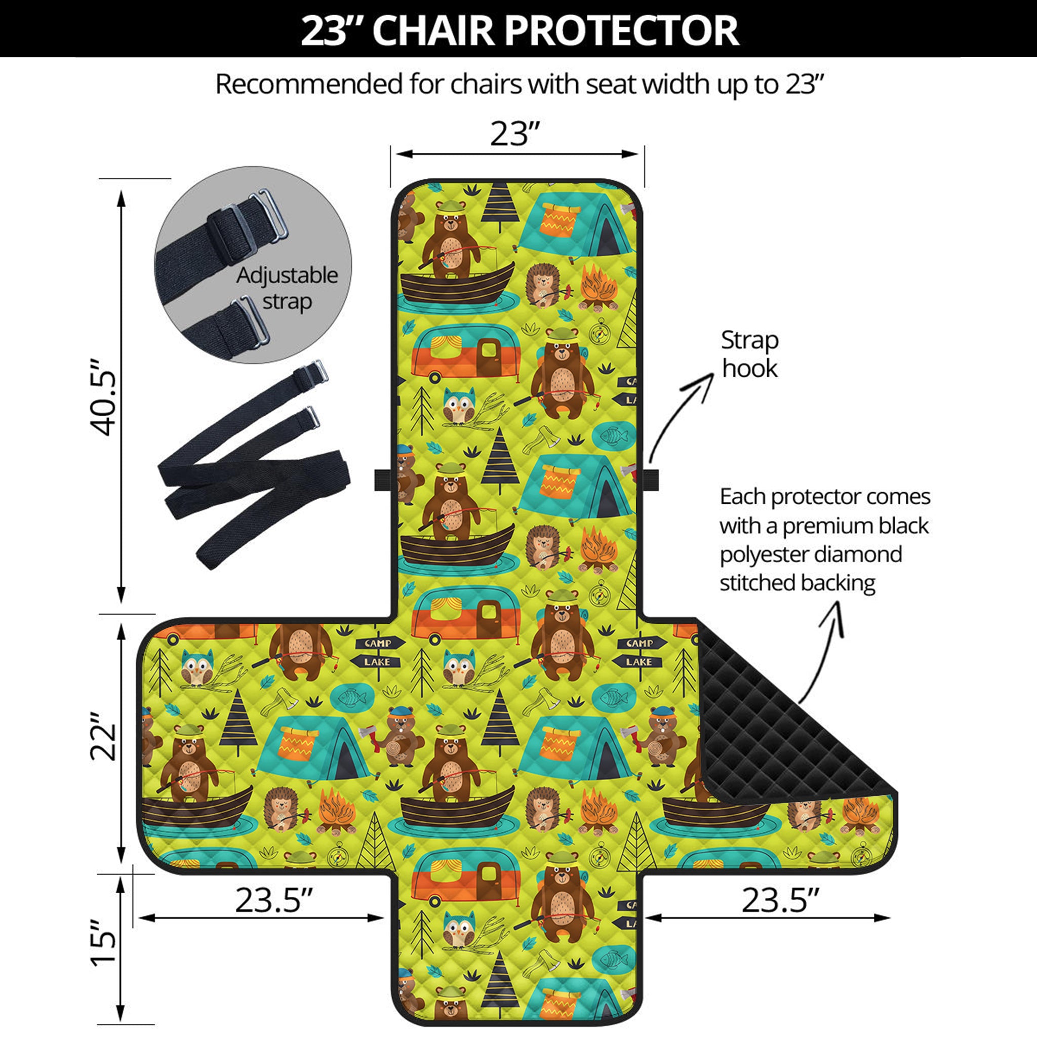 Animal Camping Pattern Print Armchair Protector