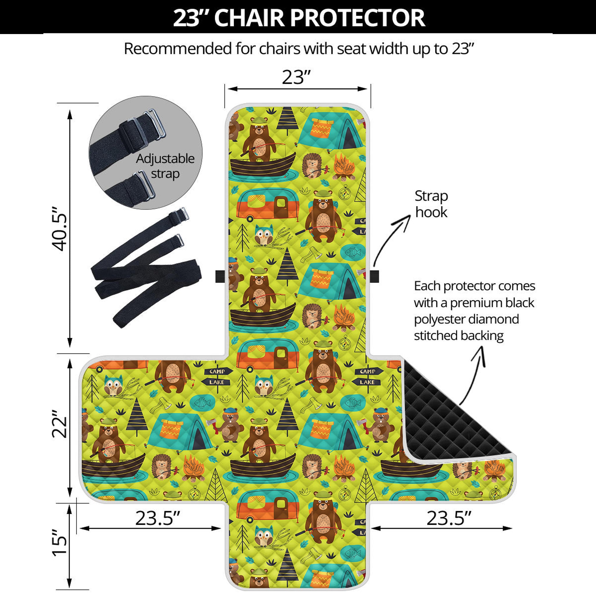 Animal Camping Pattern Print Armchair Protector