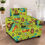 Animal Camping Pattern Print Armchair Slipcover