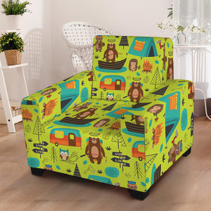 Animal Camping Pattern Print Armchair Slipcover