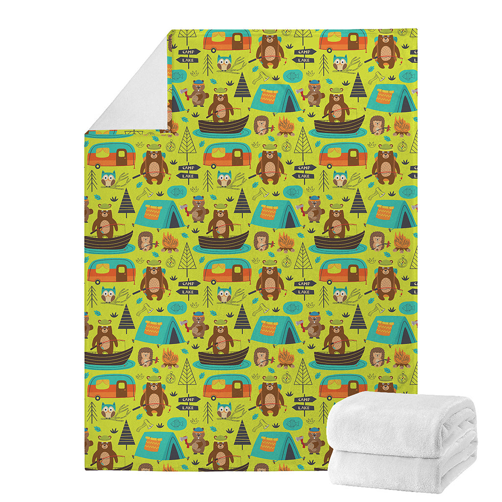 Animal Camping Pattern Print Blanket