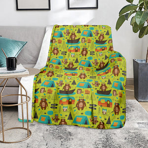 Animal Camping Pattern Print Blanket