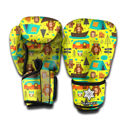 Animal Camping Pattern Print Boxing Gloves