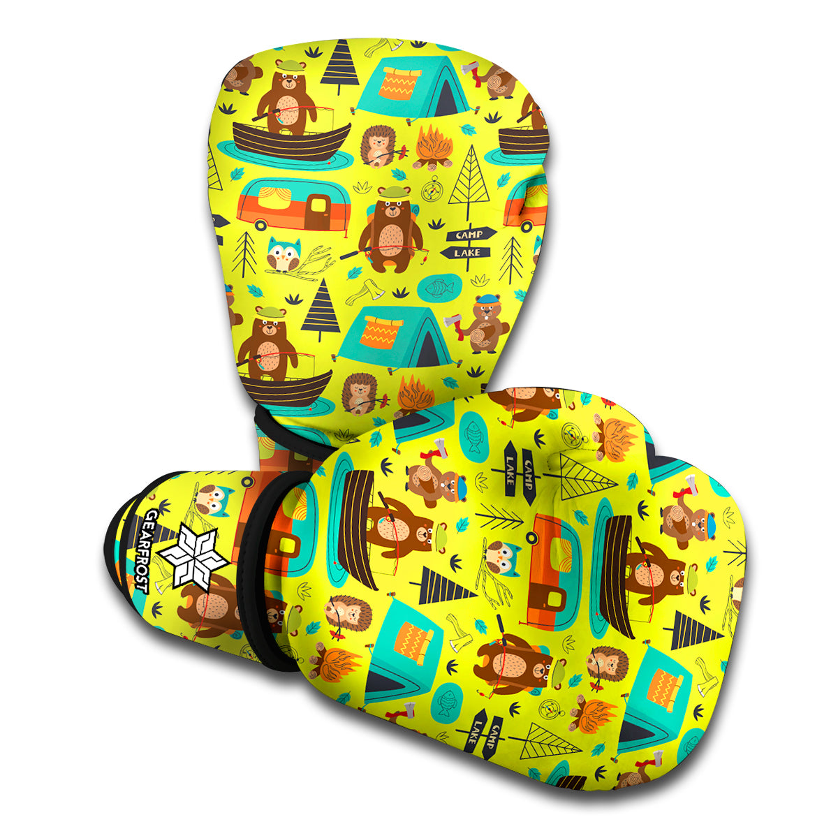 Animal Camping Pattern Print Boxing Gloves