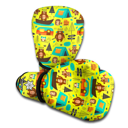 Animal Camping Pattern Print Boxing Gloves