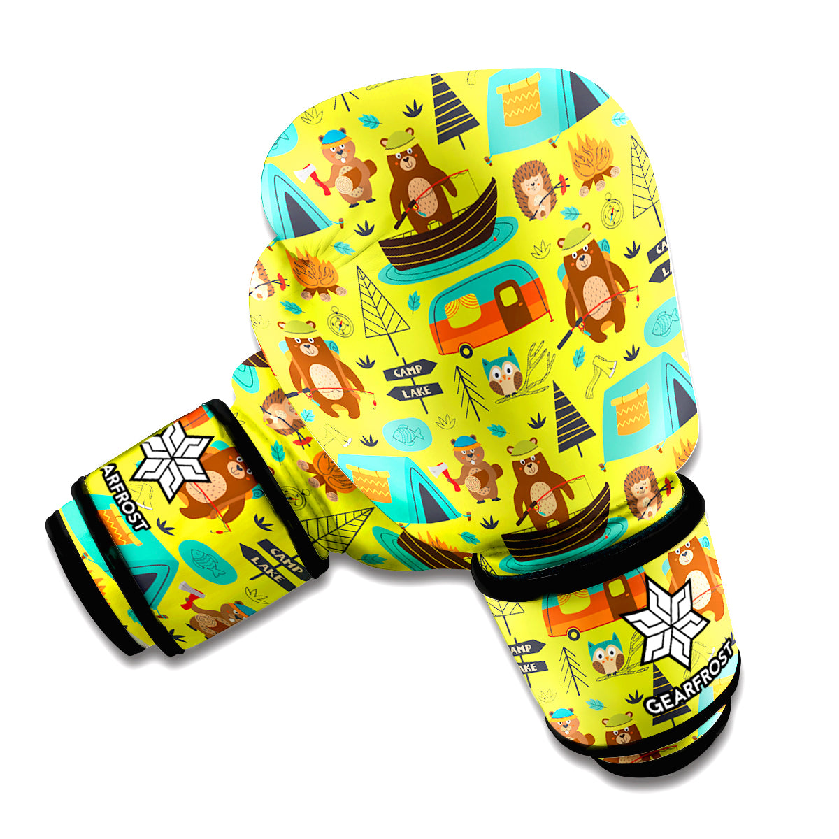 Animal Camping Pattern Print Boxing Gloves