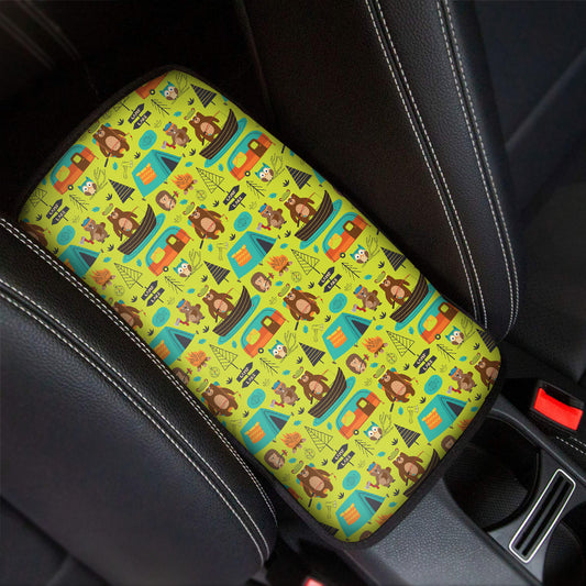 Animal Camping Pattern Print Car Center Console Cover