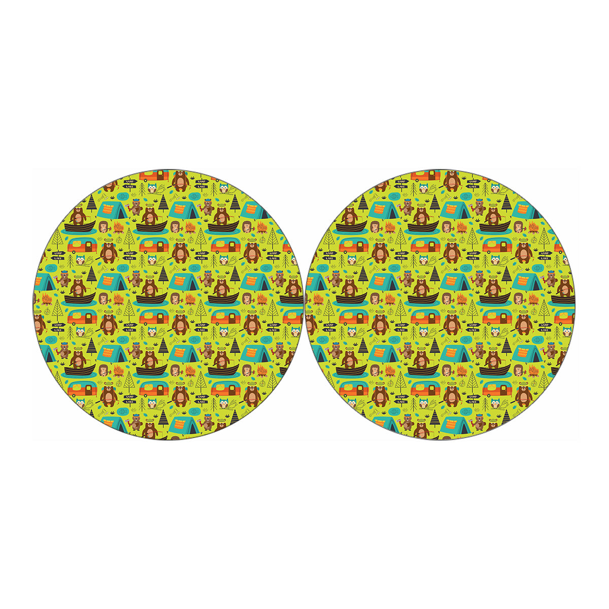 Animal Camping Pattern Print Car Coasters