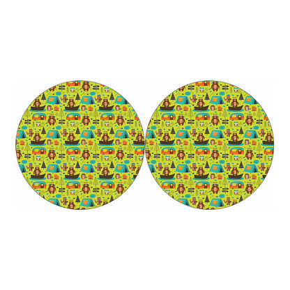 Animal Camping Pattern Print Car Coasters