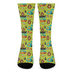 Animal Camping Pattern Print Crew Socks