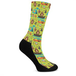 Animal Camping Pattern Print Crew Socks