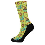 Animal Camping Pattern Print Crew Socks