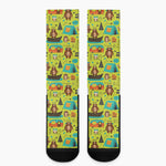 Animal Camping Pattern Print Crew Socks