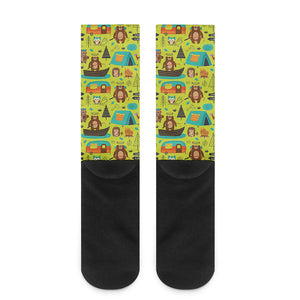 Animal Camping Pattern Print Crew Socks