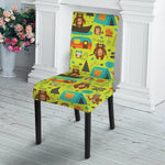 Animal Camping Pattern Print Dining Chair Slipcover