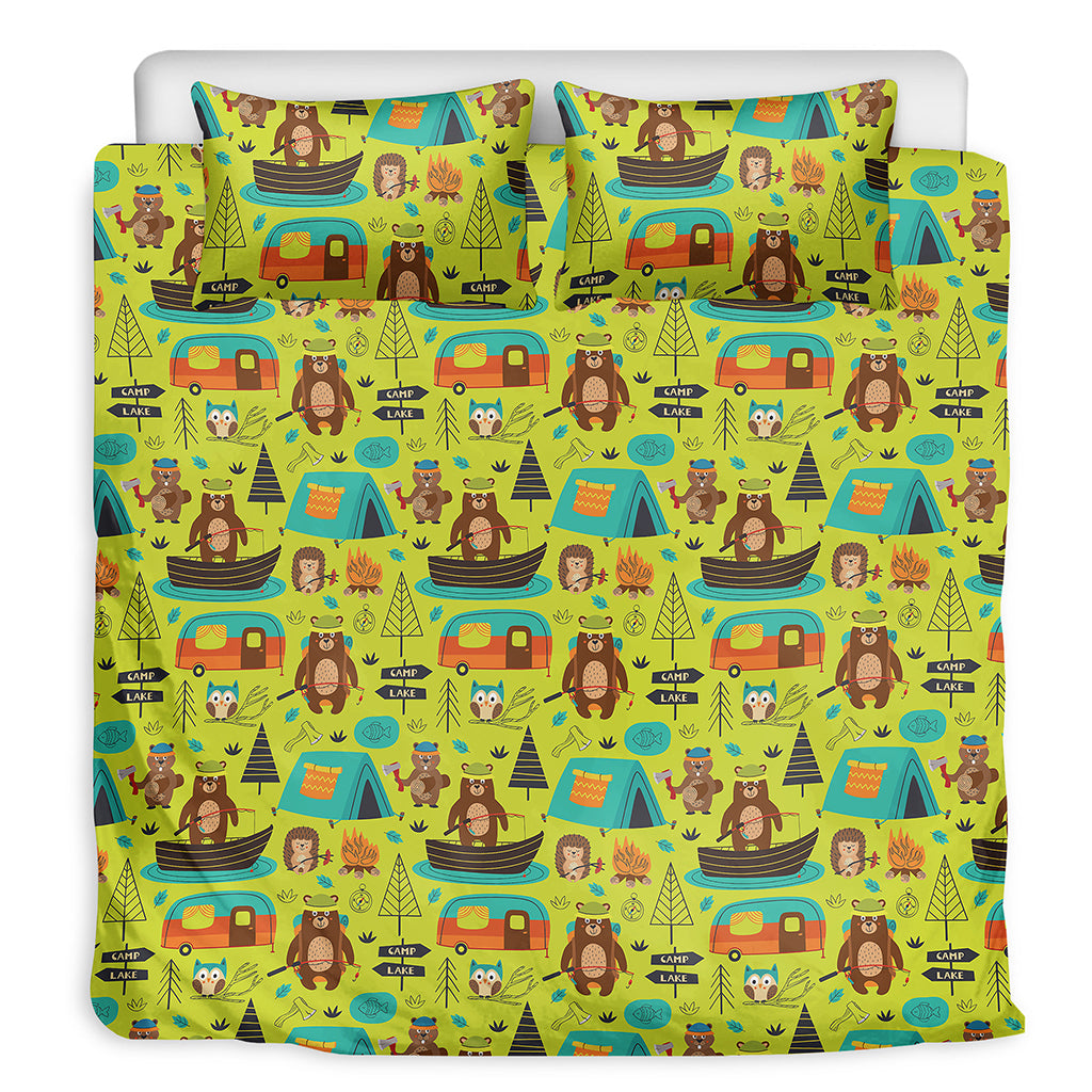 Animal Camping Pattern Print Duvet Cover Bedding Set