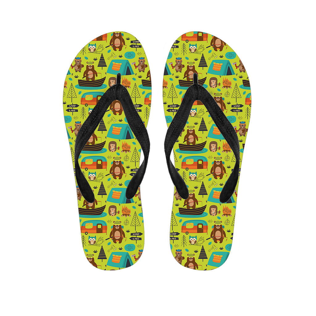 Animal Camping Pattern Print Flip Flops