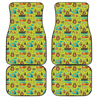 Animal Camping Pattern Print Front and Back Car Floor Mats