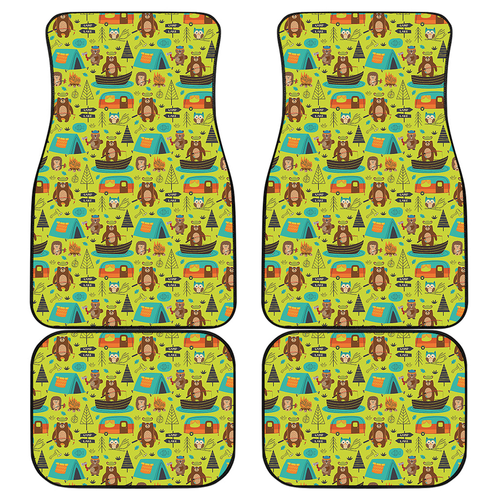Animal Camping Pattern Print Front and Back Car Floor Mats