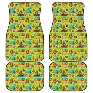 Animal Camping Pattern Print Front and Back Car Floor Mats