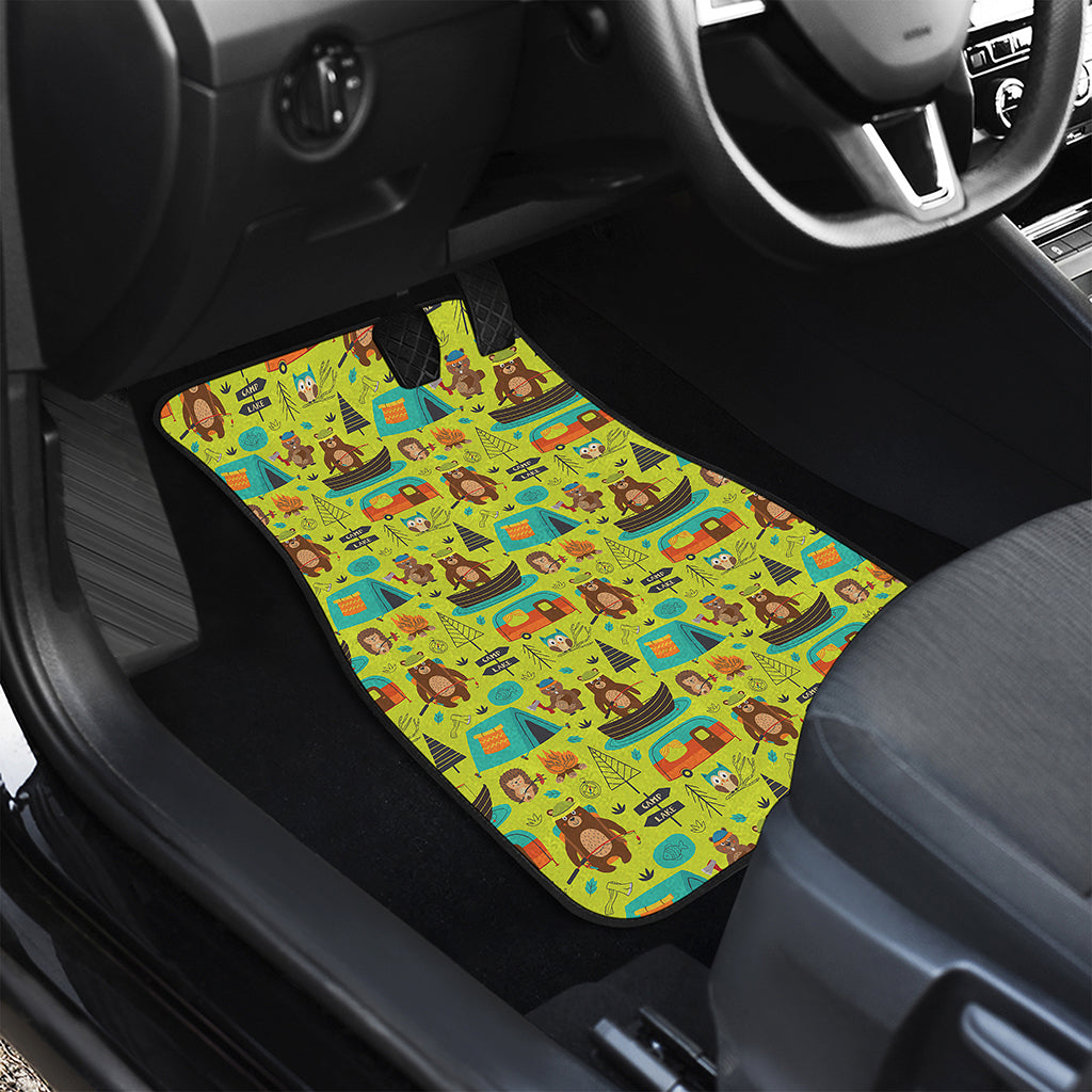 Animal Camping Pattern Print Front and Back Car Floor Mats