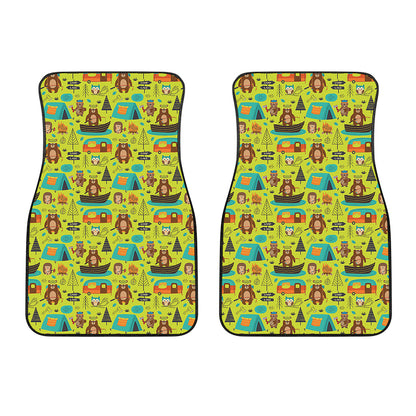 Animal Camping Pattern Print Front Car Floor Mats