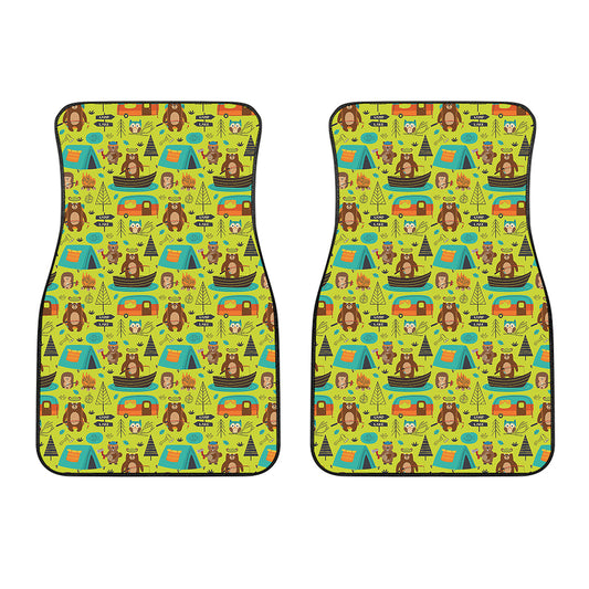 Animal Camping Pattern Print Front Car Floor Mats