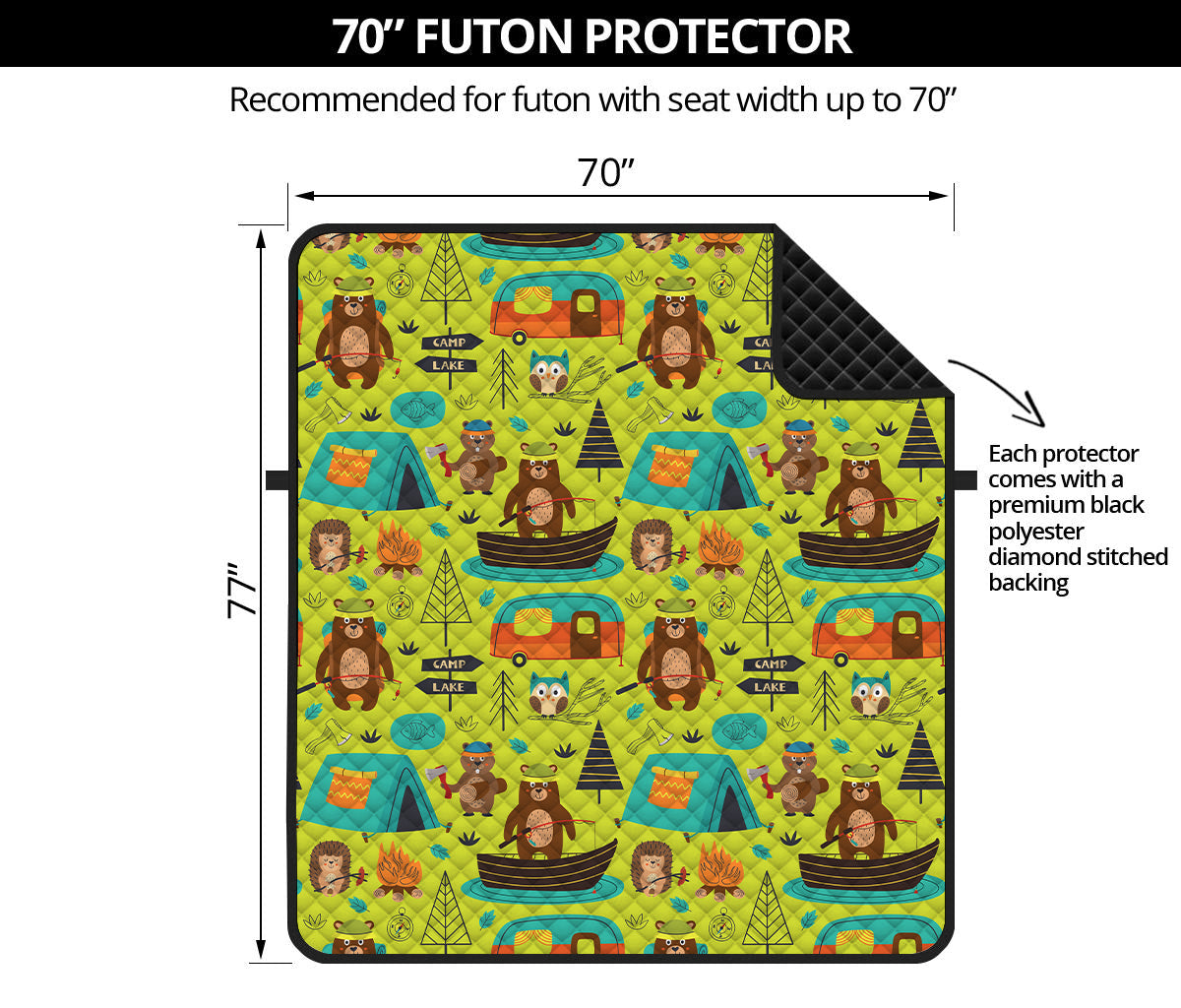 Animal Camping Pattern Print Futon Protector