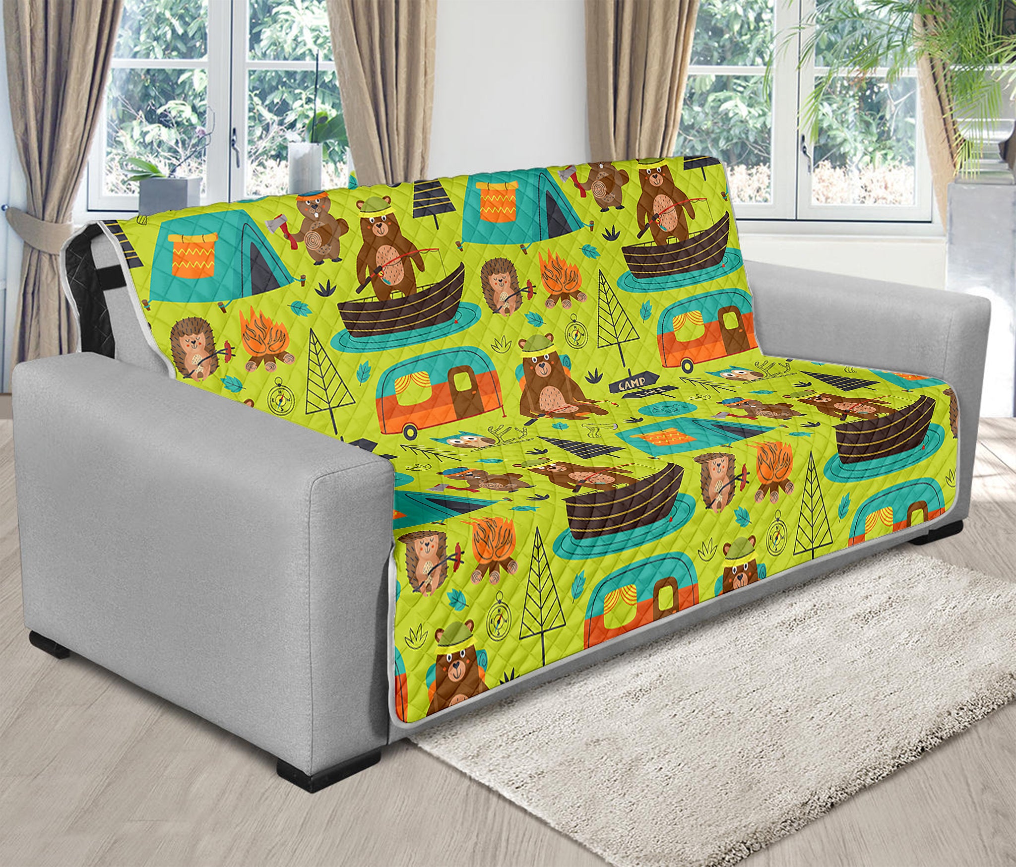 Animal Camping Pattern Print Futon Protector