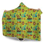 Animal Camping Pattern Print Hooded Blanket