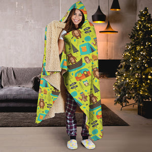 Animal Camping Pattern Print Hooded Blanket