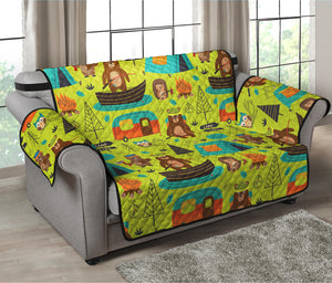 Animal Camping Pattern Print Loveseat Protector