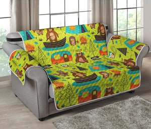 Animal Camping Pattern Print Loveseat Protector