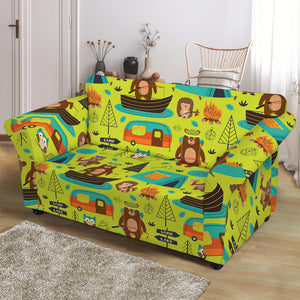 Animal Camping Pattern Print Loveseat Slipcover