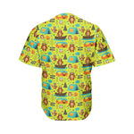 Animal Camping Pattern Print Men's Baseball Jersey