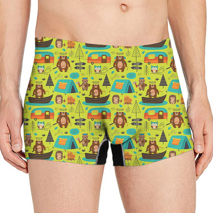 Animal Camping Pattern Print Men's Boxer Briefs