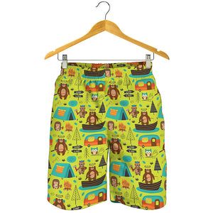Animal Camping Pattern Print Men's Shorts