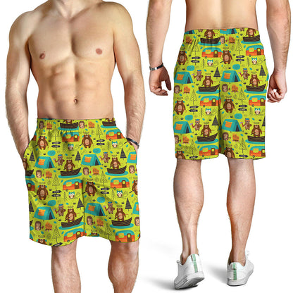 Animal Camping Pattern Print Men's Shorts