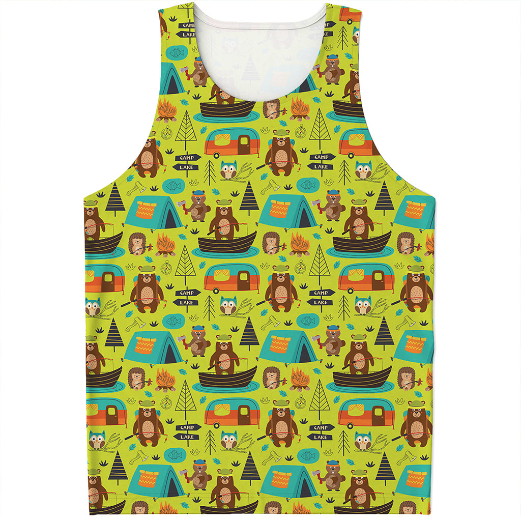 Animal Camping Pattern Print Men's Tank Top