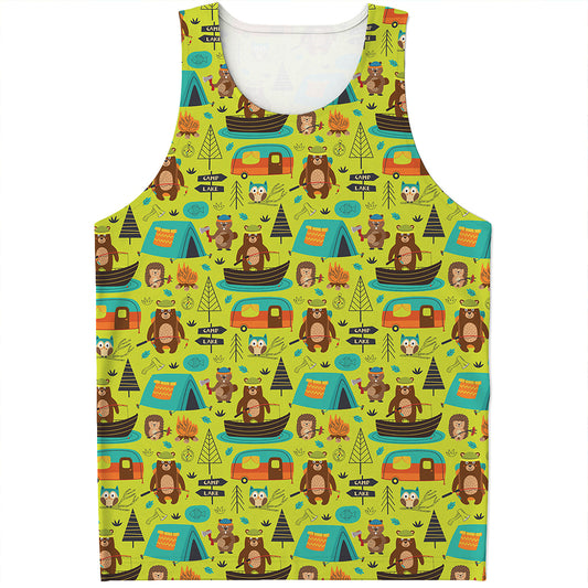 Animal Camping Pattern Print Men's Tank Top