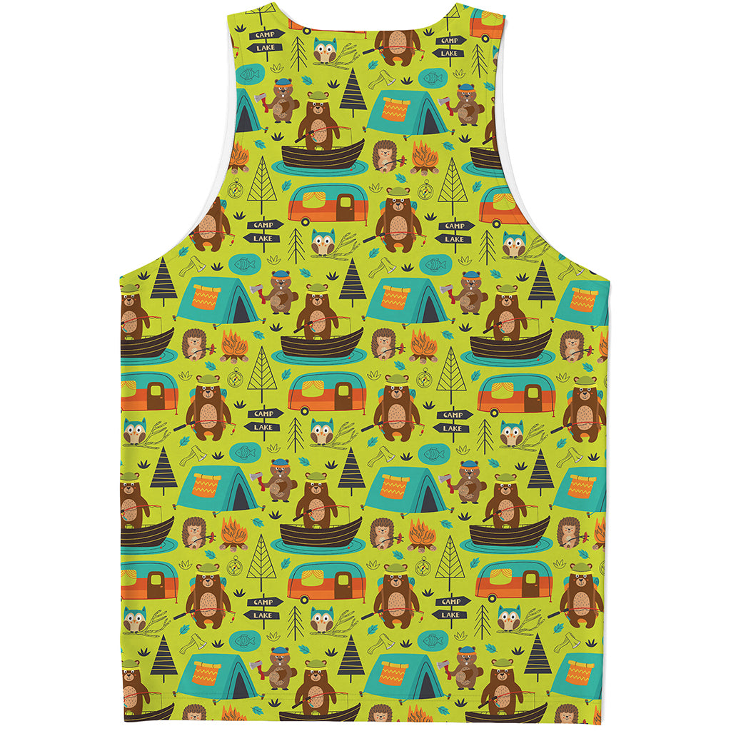 Animal Camping Pattern Print Men's Tank Top