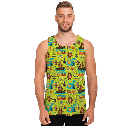 Animal Camping Pattern Print Men's Tank Top