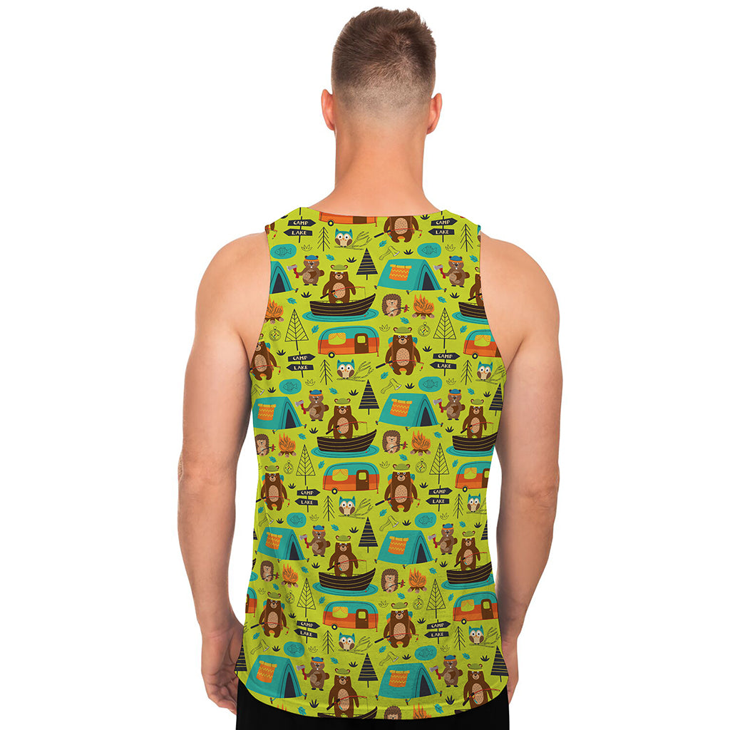 Animal Camping Pattern Print Men's Tank Top