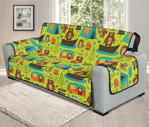 Animal Camping Pattern Print Oversized Sofa Protector