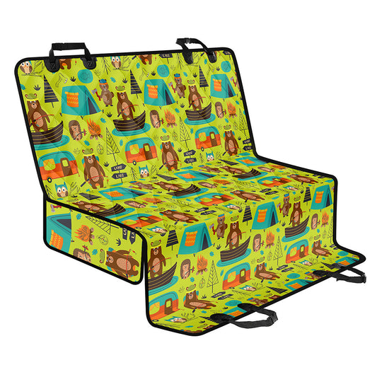 Animal Camping Pattern Print Pet Car Back Seat Cover