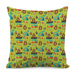 Animal Camping Pattern Print Pillow Cover