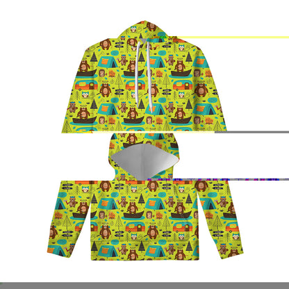 Animal Camping Pattern Print Pullover Hoodie