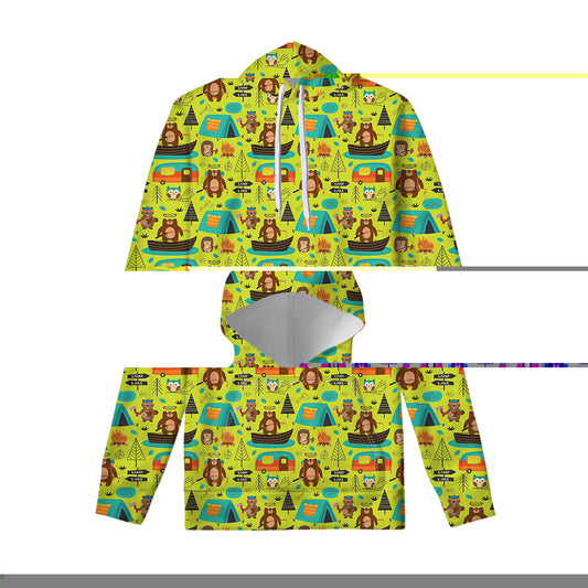 Animal Camping Pattern Print Pullover Hoodie