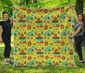 Animal Camping Pattern Print Quilt