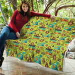 Animal Camping Pattern Print Quilt